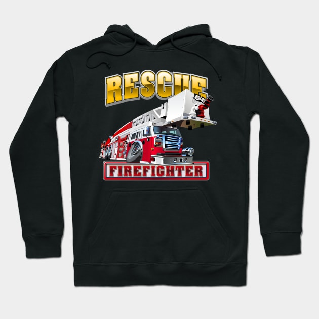 Cartoon Fire Truck Hoodie by Mechanik